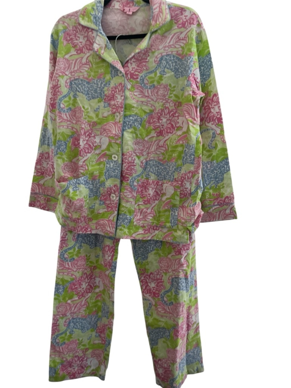 Lilly Pulitzer Pink Green Blue Floral Print Pajama Set